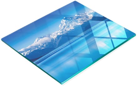 Glazen serveerplank met afbeelding van Nieuw-Zeelandse bergen, 60x52 cm