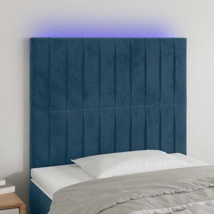 vidaXL - Hoofdbord - LED - 100x5x118/128 - cm - fluweel - donkerblauw