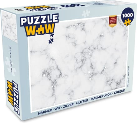 Puzzel Marmer look - Wit - Grijs - Legpuzzel - Puzzel 1000 stukjes volwassenen