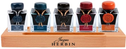 Jacques Herbin Vulpen Inkt Vulling - Houten Display - 1670 en 1798 editie - 5 kleuren