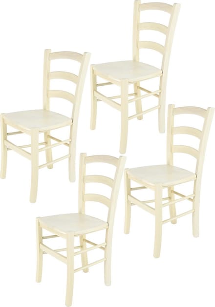 Tommychairs Venice - Eetkamerstoelen - Set van 4 - Wit - Hout