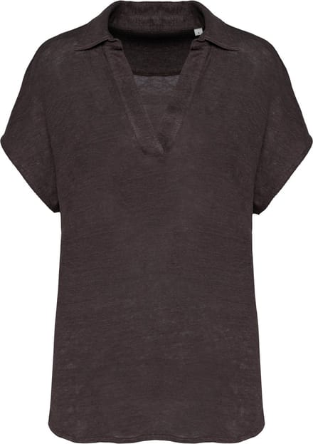 Spasso Linnen damespolo SP221 - Stone Grey - L