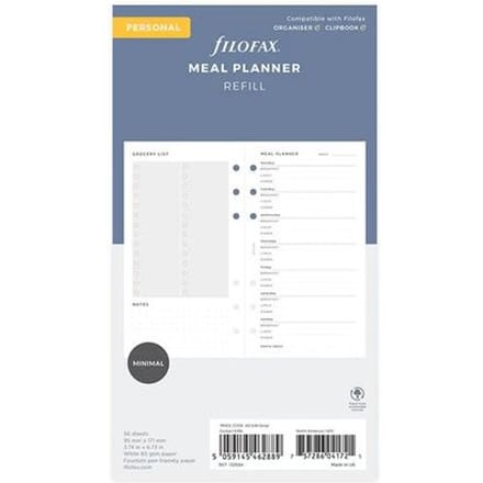 Filofax organiser navulling, formaat personal, maaltijdplanner