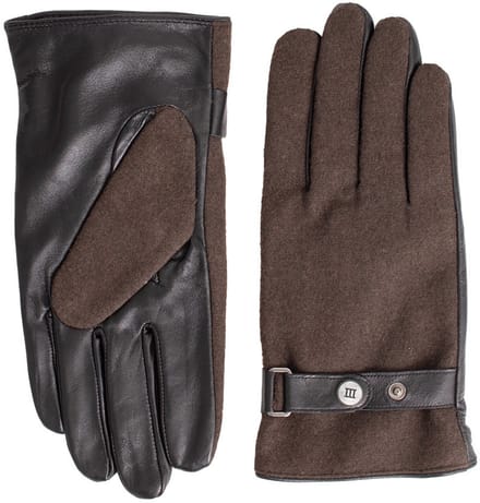 BEPPIE | Flanellen uni handschoenen | Dark bruin