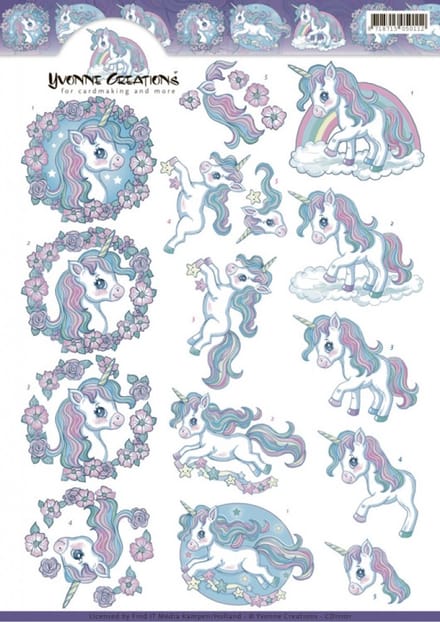 Unicorns 3D-Knipvel Yvonne Creations - 1 knipvel