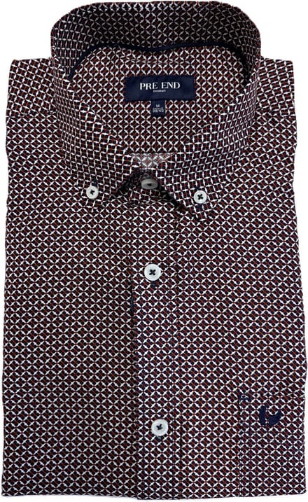 Pre End Overhemd - Lange mouw - Regular fit - Blauw rood - Strijkvrij - Maat L