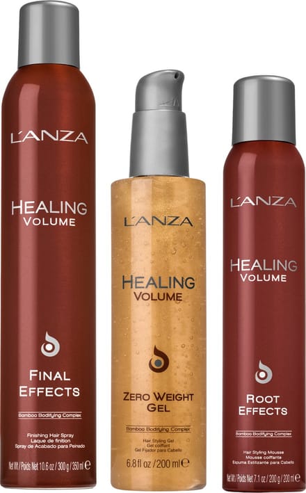 L'ANZA Healing Volume Zero Weight Gel, Root Effects & Final Effects Styling Trio Set - 350+200+200ml