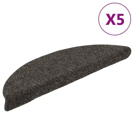 vidaXL - Trapmatten - Zelfklevend - 5 - stuks - 56x17x3 - cm - Antraciet - Halfrond