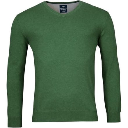 Baileys Trui Uni Color Cotton V-Neck Single Knit Groen / male