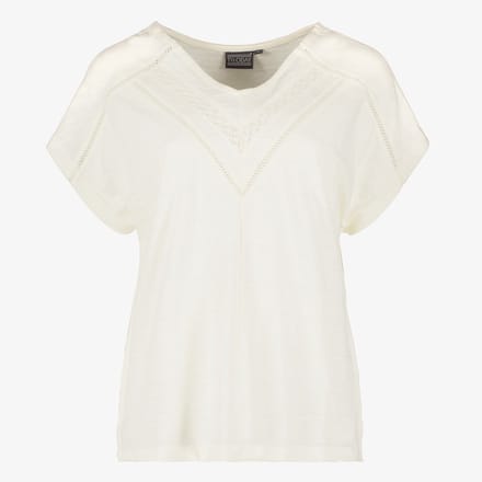 Twoday dames T-shirt wit met borduursels - Maat M