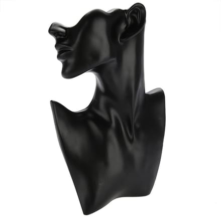 Présentoir à colliers, boucles d'oreilles, tête de mannequin, buste, présentoir à bijoux, noir noir