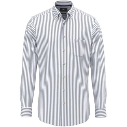 Fynch-Hatton Overhemd Allover Stripe Washed Oxford Button-Down Harbor Blue / male