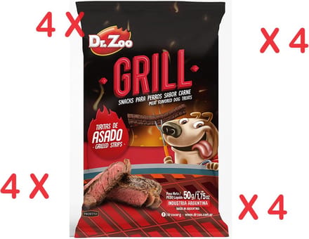 4 X Dr Zoo hondensnack grillreepjes steak 50 gr X 4 = 200 gram
