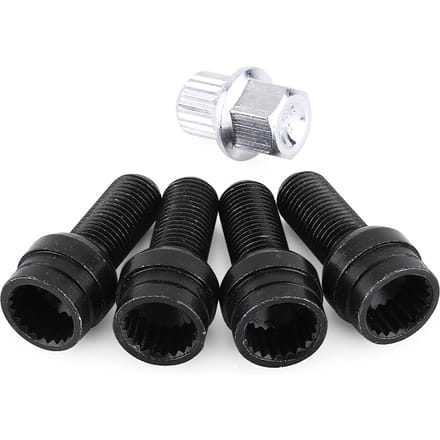 4+1 M14*1.5MM Zwarte stalen wielbouten en borgmoerenset met sleutel black