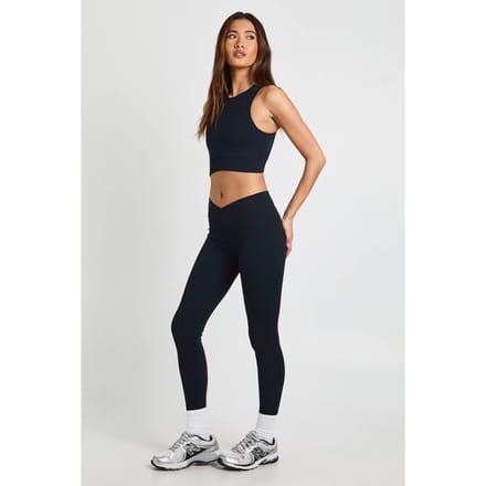 boohoo Dames Contour Geribbelde Wikkel Taille Naadloze Leggings | Zwart | Maat: Medium