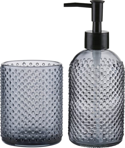 Arti Casa Zeeppompje/dispenser - incl. extra drinkglas - grijs - glas - 15 x 19 x 8 cm - zeeppomp en beker