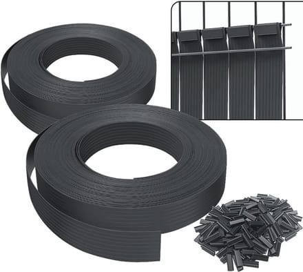 Zichtwerende Strips 150 m x 4,8 cm voor Hekken - PVC Privacystroken met Clips - Zwart