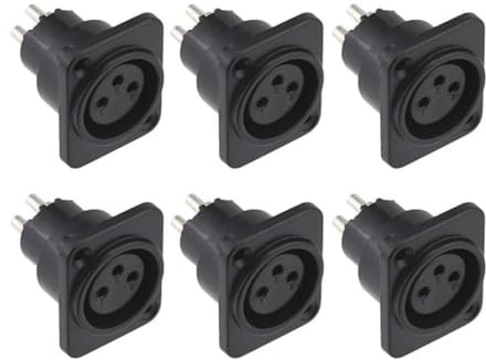XLR vrouwelijke aansluiting 6 stuks - 3-pins paneelmontage connector voor microfoon