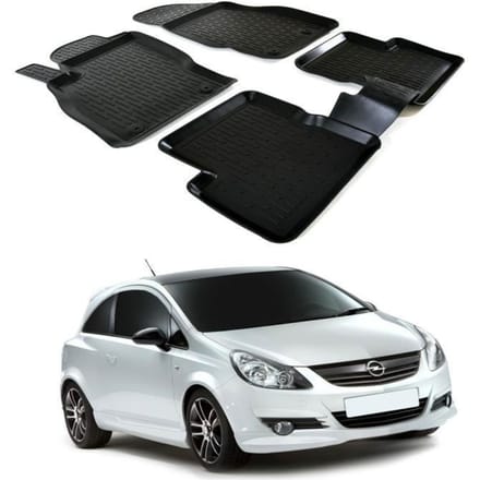 SCOUTT Tapis de sol 3D Opel CORSA D 2006-2019 - Caoutchouc Premium - Résistant à l'eau - Sur mesure noir