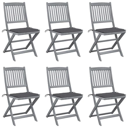 vidaXL - Inklapbare - stoelen - 6 - st - met - kussens - massief - acaciahout