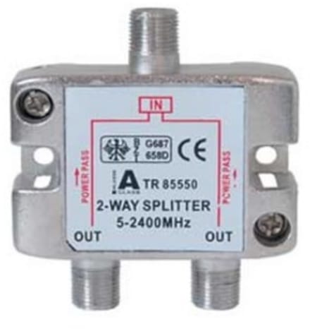 F satelliet splitter met 2 uitgangen / 5-2400 MHz