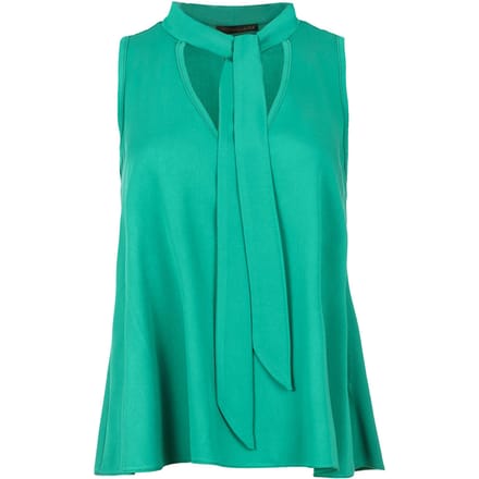 Groene mouwloze top met strikdetail