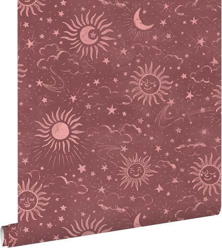 ESTAhome behang sterrenhemel bordeaux rood - 0.53 x 10.05 m - 132083