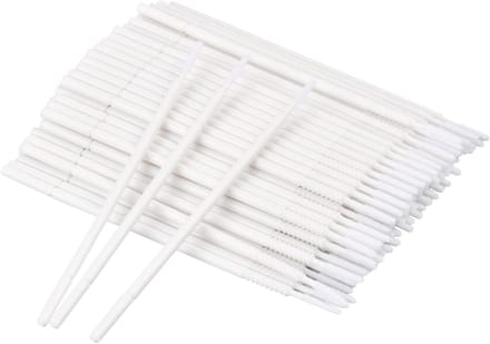Set van 100 Wimperextensions Borstels, Micro Applicator Borstels en Mascara Borstels voor Wimperverlenging, Wimperafwerking en Make-up Verwijdering (Wit)