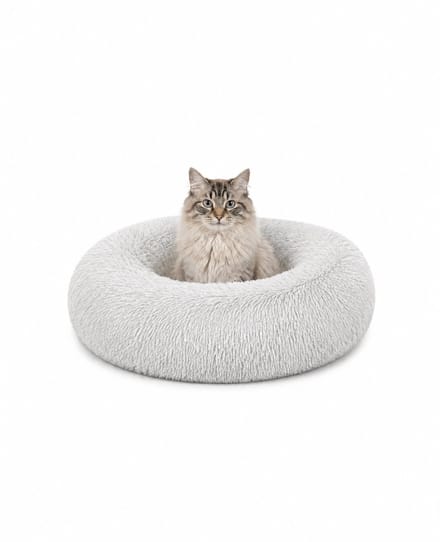 lionto Knuffelbed kat, donutvormig & extra zacht Ø50 cm lichtgrijs