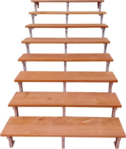 BALI Stalen buitentrap H139cm - 8 treden hardhout breedte 140cm