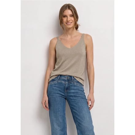 Top met V-hals en glitterdetails
