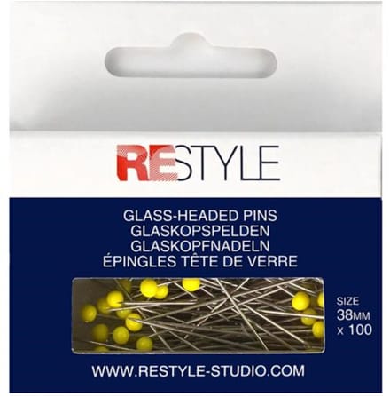 Restyle Glaskopspelden staal 0,60 x 38 mm geel 100 stuks