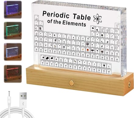 Periodiek Systeem - Elementen Display - Educatief Cadeau - Met Echte Elementen - 20 x 14 cm - Transparant