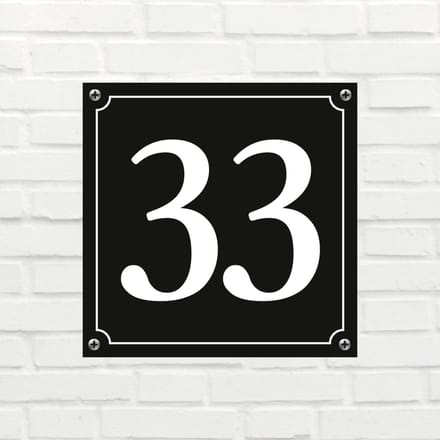 Huisnummerbord Mat zwart Deluxe - Nummer 33 - incl. bevestiging