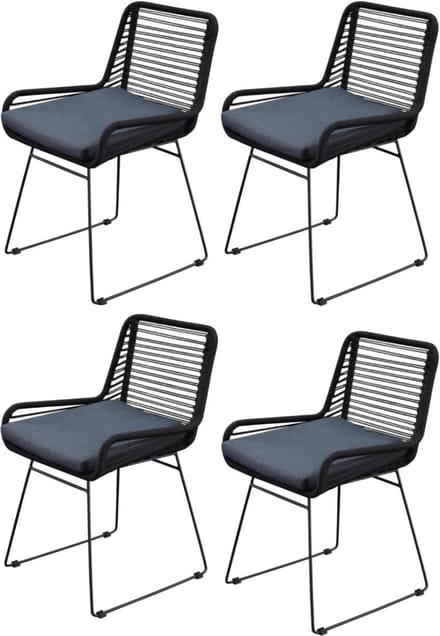 Zenia dining tuinstoel rope zwart set van 4