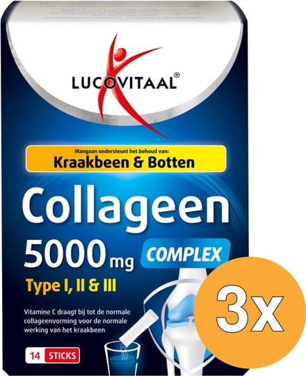 3x Lucovitaal Collageen Complex 5000mg (14 sticks)