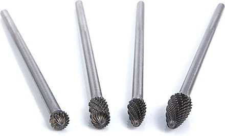 HBM 4-delige Double Cut Vol HM Stiftfrezenset Lang voor Aluminium, Metaal en Staal