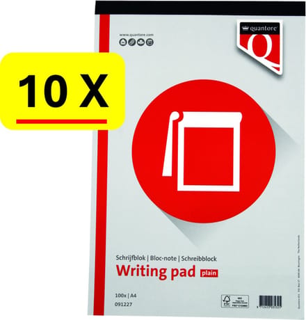 10 x Schrijfblok Quantore - A4 - blanco - 100vel - 60gr - voordeelset