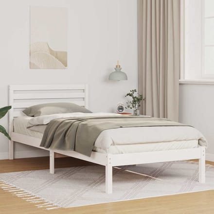 vidaXL - Bedframe - met - hoofdeinde - Wit - 90 - x - 210 - cm - Massief - grenenhout