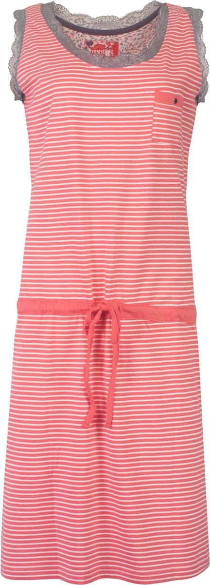 Irresistible Dames Nachthemd - Wit Gestreept - Roze - Maat M