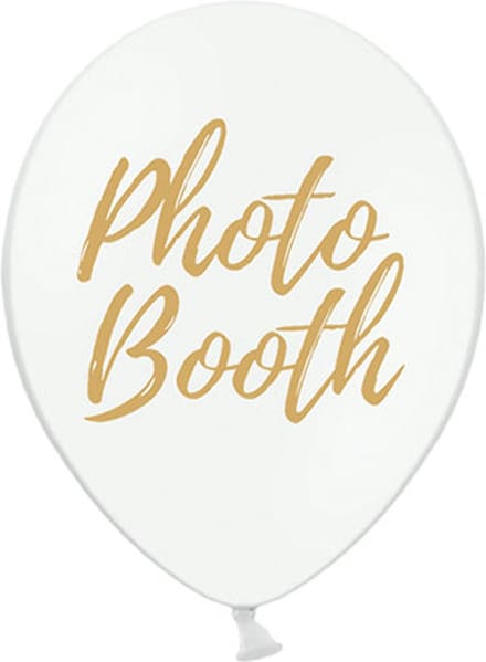 Partydeco - Ballonnen wit Photo Booth goud 50 stuks