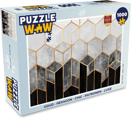 Puzzel Goud - Hexagon - Chic - Patronen - Luxe - Legpuzzel - Puzzel 1000 stukjes volwassenen
