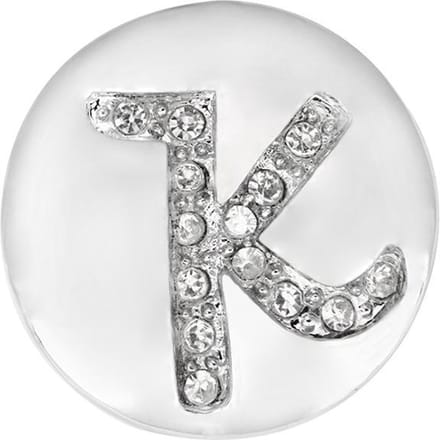Quiges - Dames Click Button Drukknoop 18mm Alfabet K - EBCM155