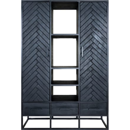 Kast Raya Visgraat - Zwart Mangohout - 180 x 120 cm - Industrieel