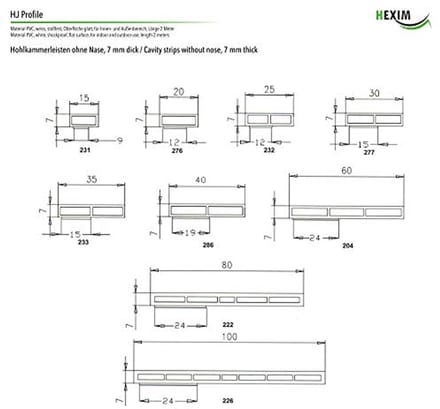 Holle PVC Afdeklijsten 7mm - Schuimtape en Overhang Opties - 2 Meter per Lijst