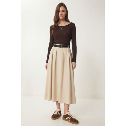 Gestrikte Hoge Taille Midi Rok