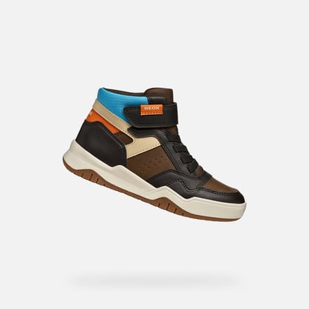 GEOX PERTH JONGENS Sneakers - BRUIN/LICHTBLAUW - Maat 36