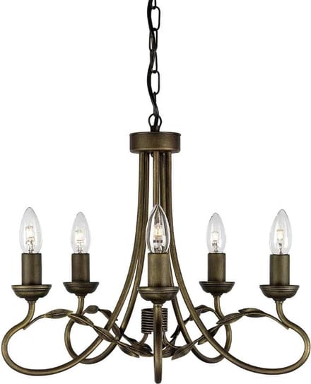 Elstead Lighting LED Kroonluchter | 5X E14 Max 60W | Dimbaar | Black/Gold Patina