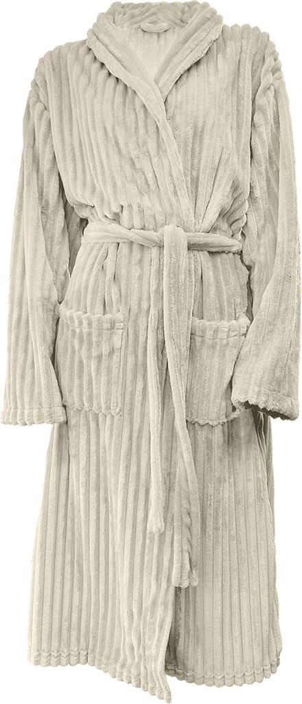 Eleganzzz Teddy Rib Fleece Uni Badjas - Beige - M - Badjas Dames - Badjas Heren