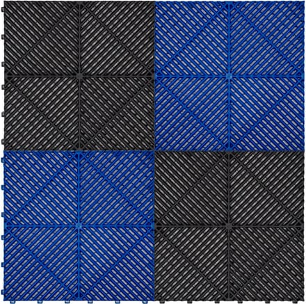 Geventileerde kliktegels - zwart/blauw - 6m x 6m - antislip